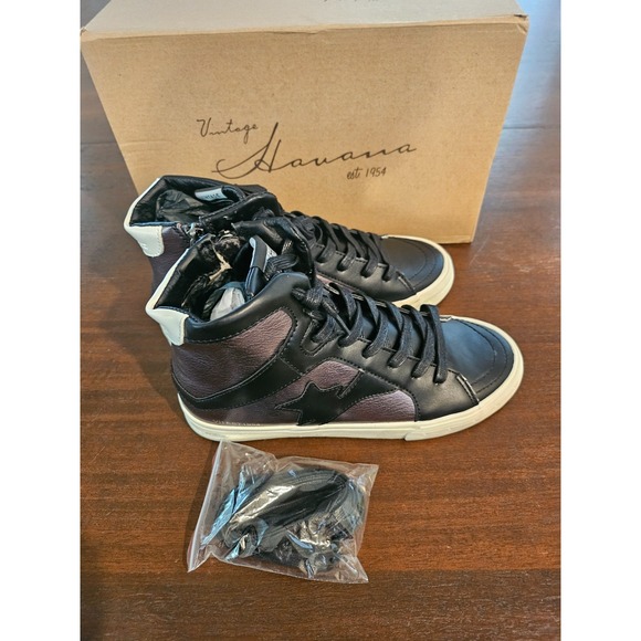 Vintage Havana Marta High top Women's Size 11 Black Chrome Combo Distressed $155